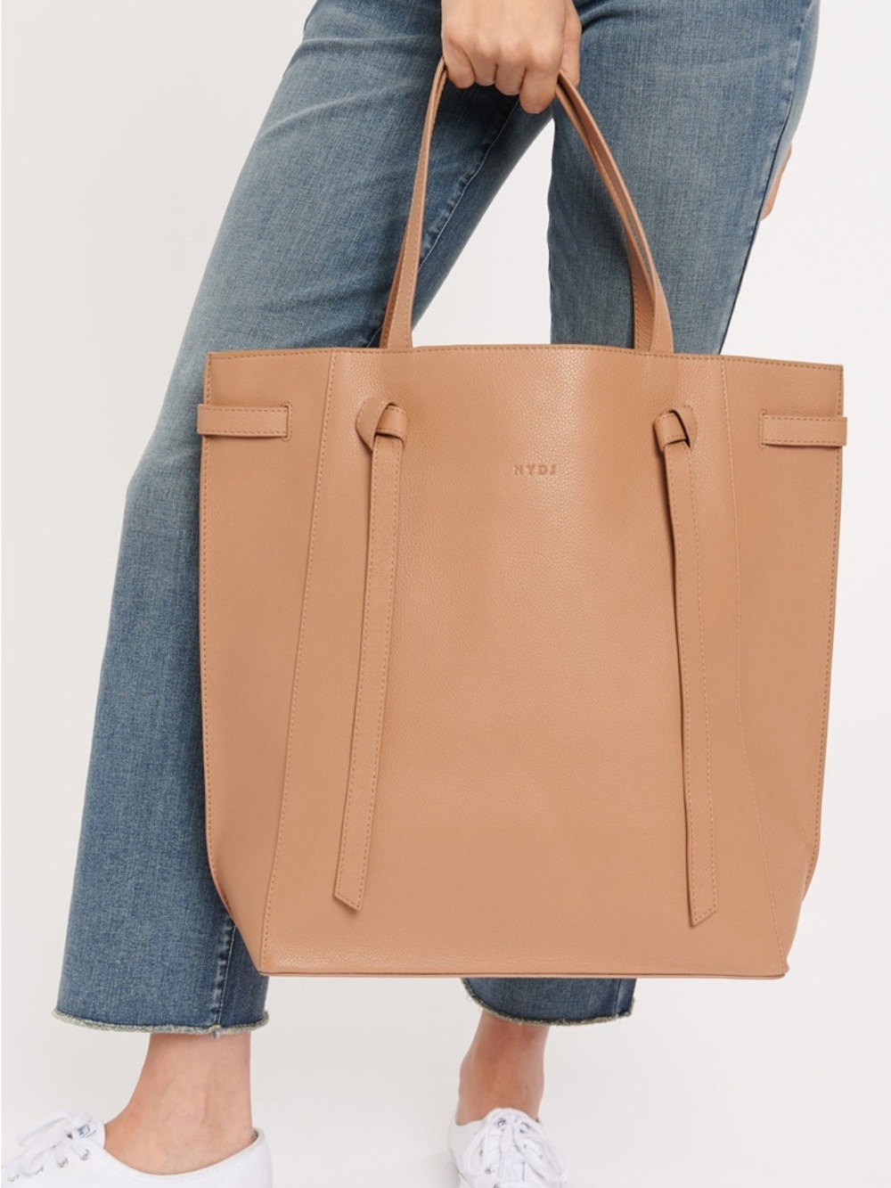 NYDJ Large Leather Tote Bag Purse Brown Leather Oversized